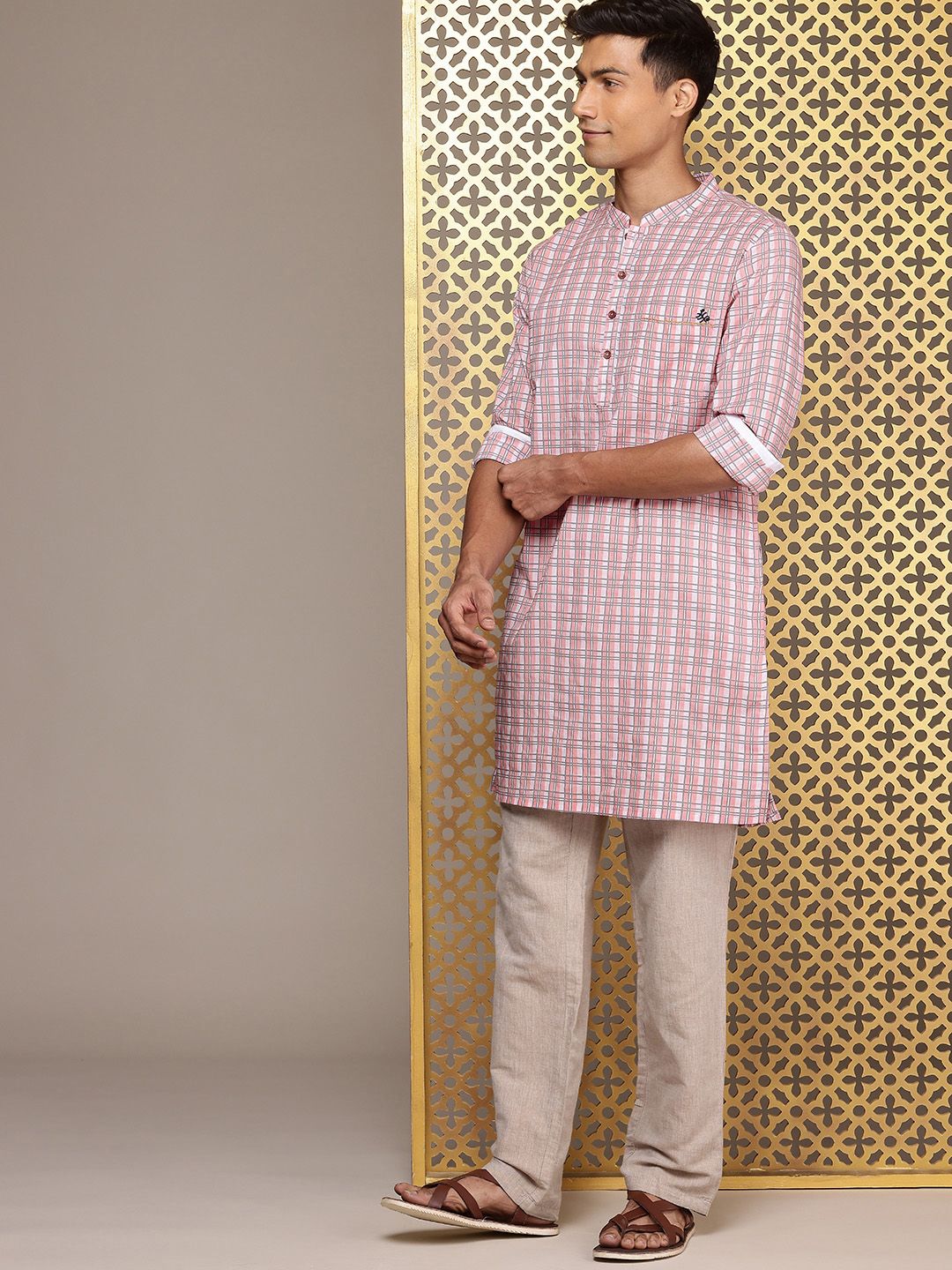 House of Pataudi  Jashn Pure Cotton Checked Kurta