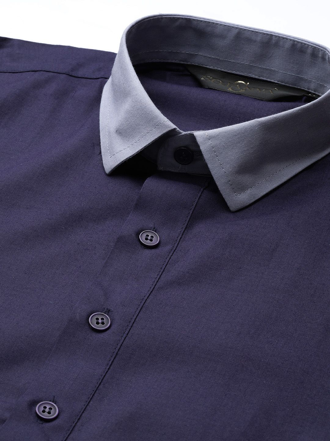 SOJANYA Lelaki Navy Blue Solid Kurta Lurus