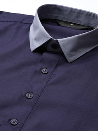 SOJANYA Lelaki Navy Blue Solid Kurta Lurus