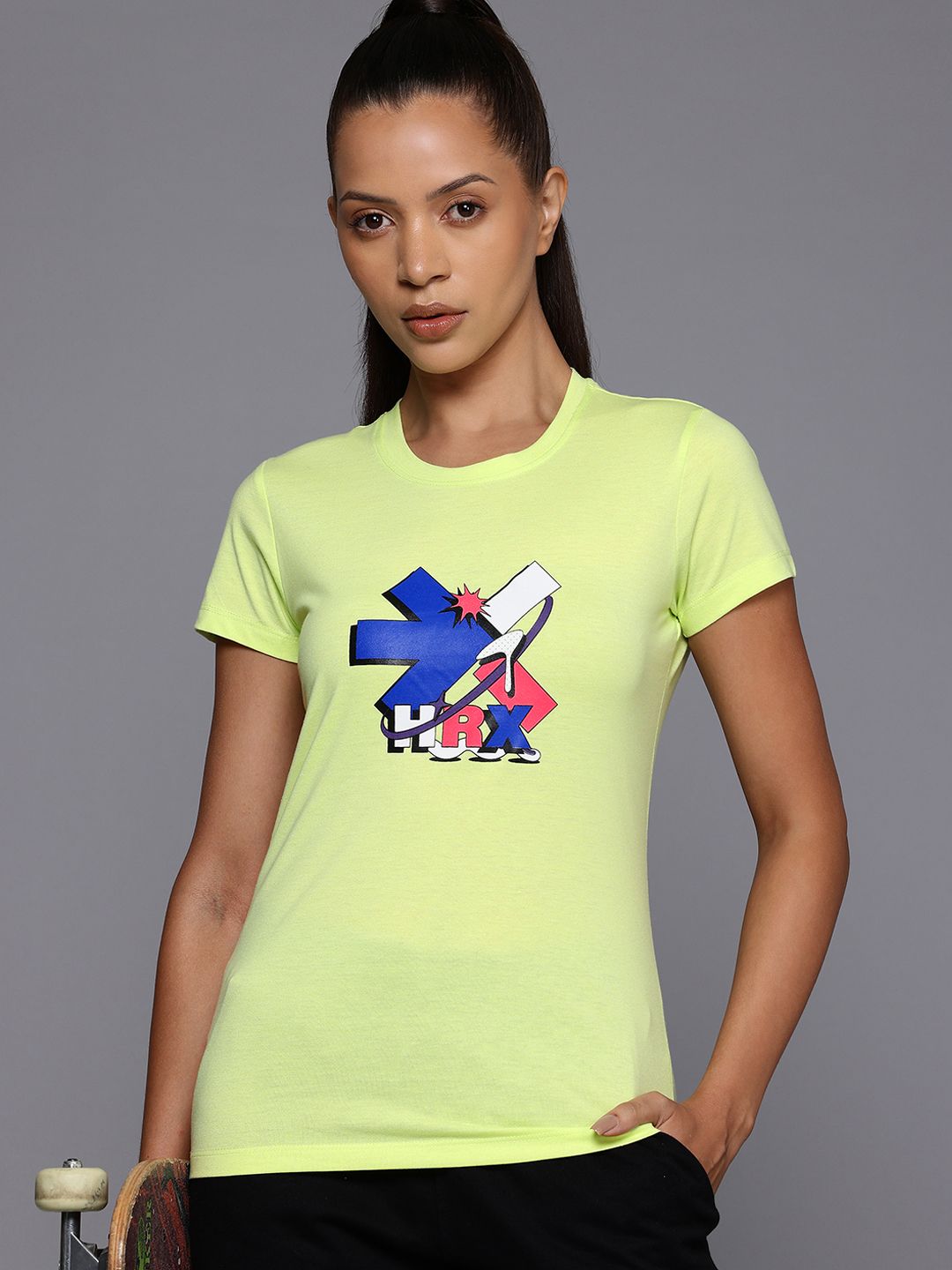 HRX by Hrithik Roshan Women Brand Logo Printed Slim Fit T-shirt