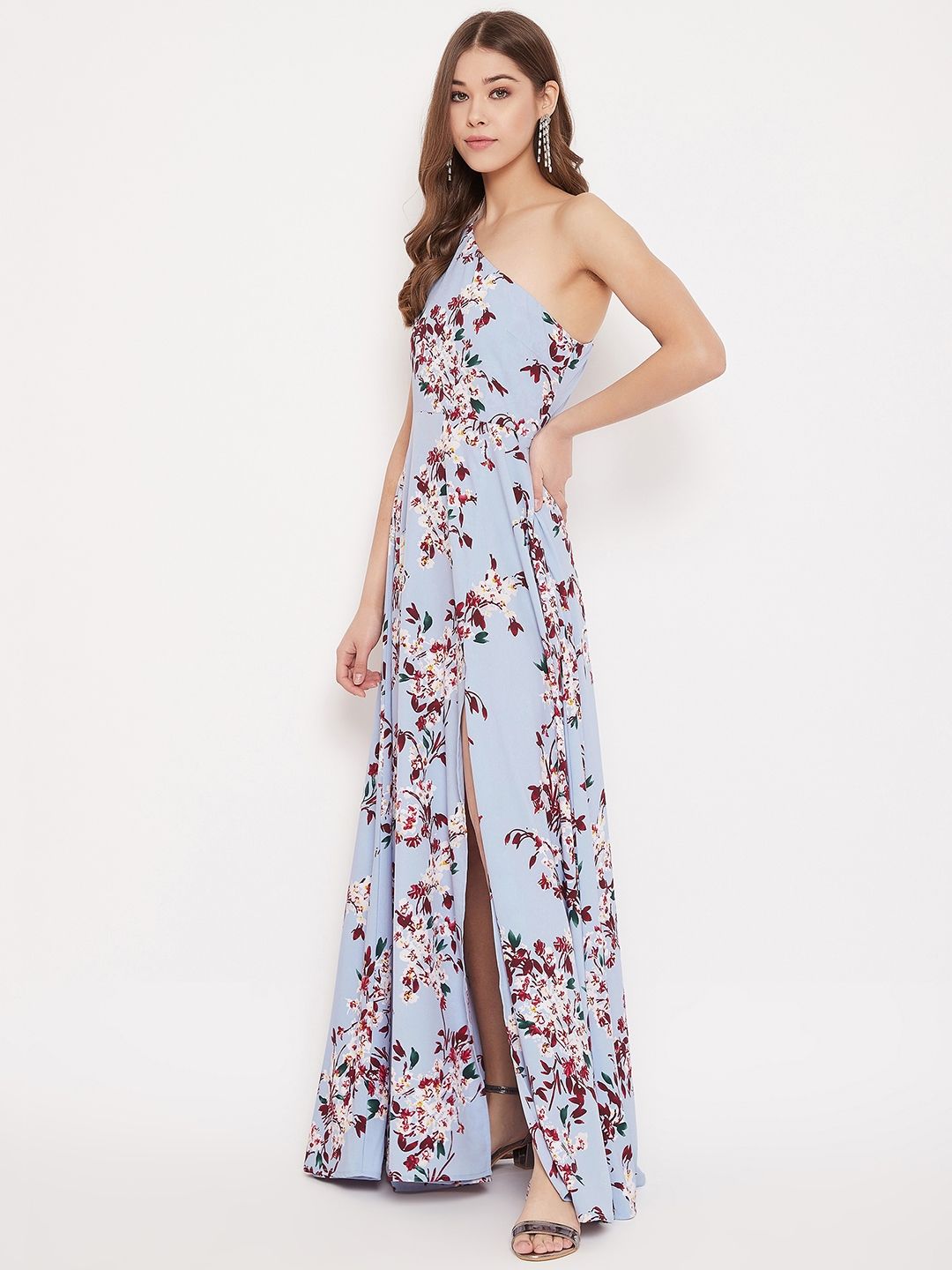 Berrylush Women Blue Printed Maxi Dress