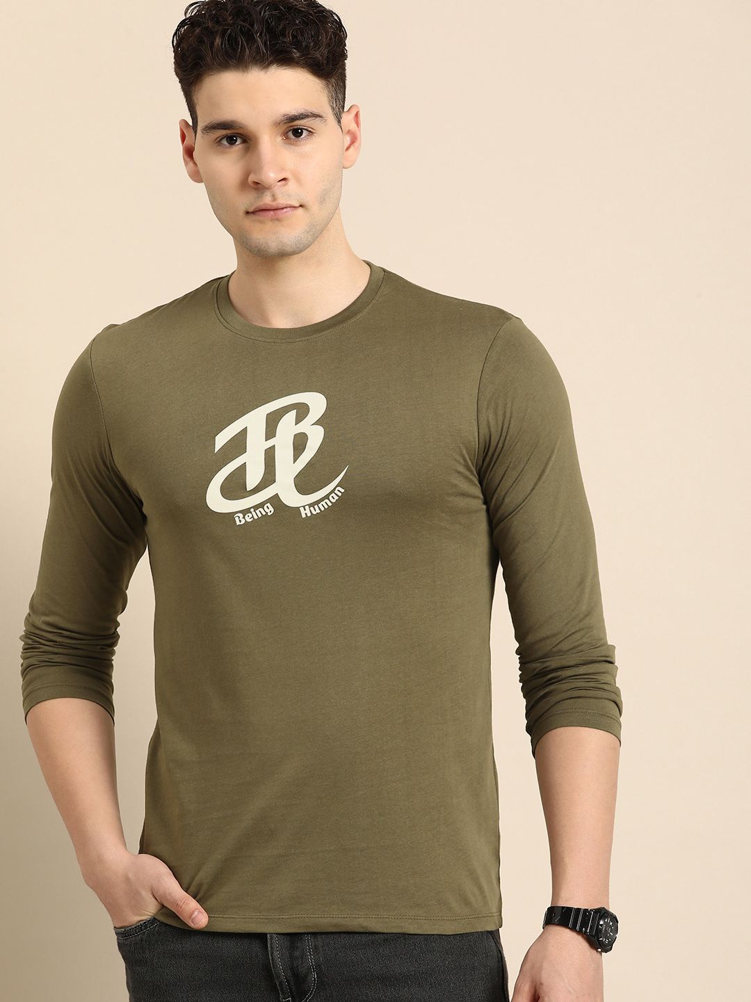 Being Human Brand Logo Printed Pure Cotton T-shirt