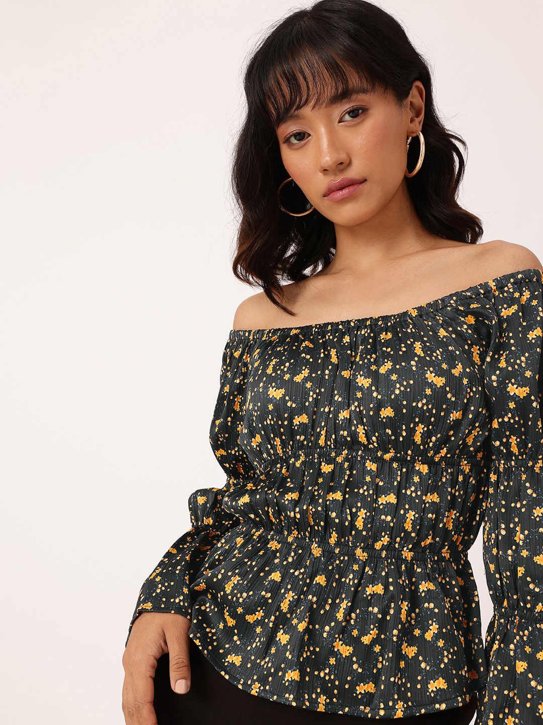 DressBerry Cottagecore Dreams Off-Shoulder Cinched Waist Top