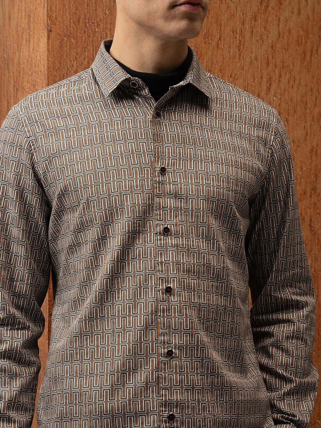 LOCOMOTIVE Satin Abstract Printed Party Shirt