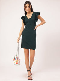 DressBerry Princess-Style Flutter Sleeves Sheath Mini Dress