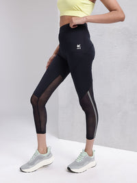 HRX by Hrithik Roshan Women Brand Logo Detail Mesh Rapid-Dry Cropped Training Tights