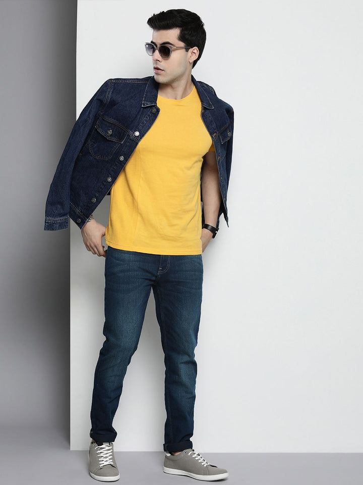 The Indian Garage Co Men Slim Fit Low Distress Light Fade Stretchable Jeans