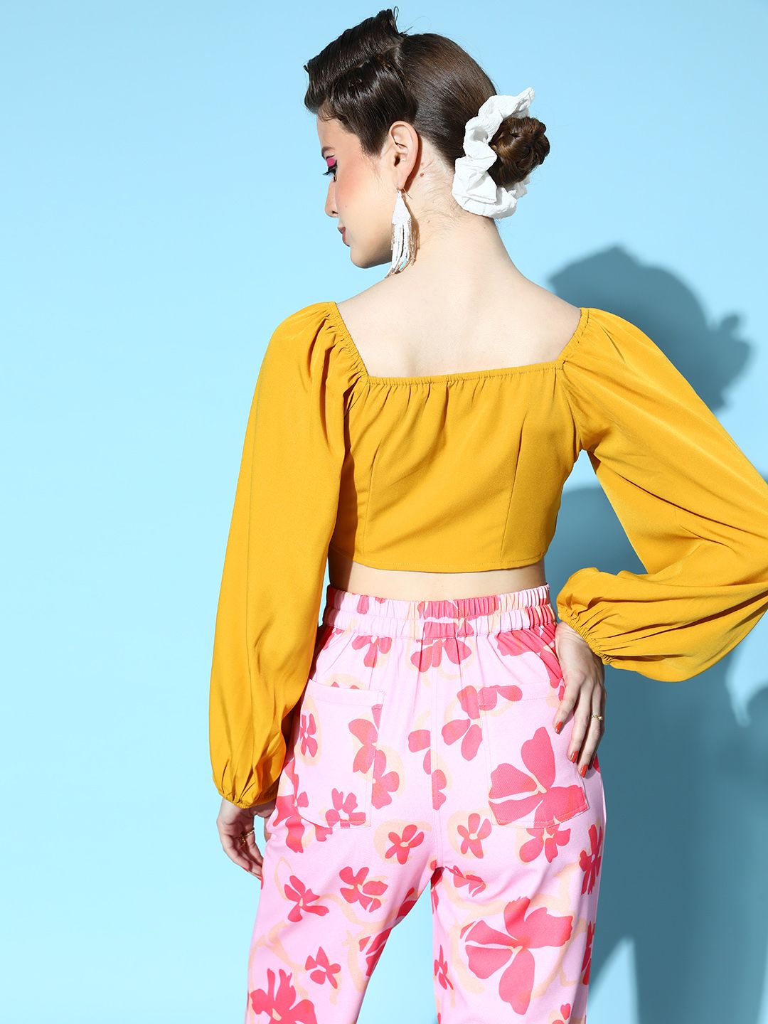 Berrylush Women Stylish Mustard Solid Wrap It Up Top