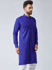 SOJANYA Men Blue Solid Pathani Kurta