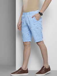 The Indian Garage Co Men Blue Abstract Printed Slim Fit Shorts