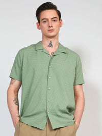 Campus Sutra Men Comfort Opaque Cuban Collar Creased Casual Shirt