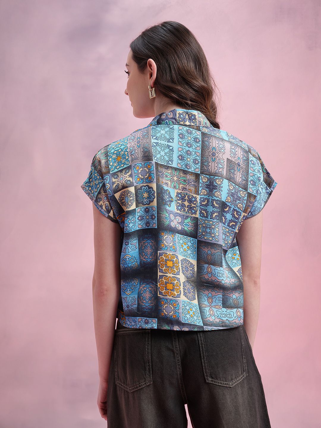 DressBerry Ethnic Motifs Print Extended Sleeves Shirt Style Top