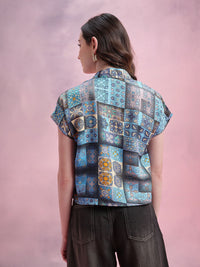 DressBerry Ethnic Motifs Print Extended Sleeves Shirt Style Top