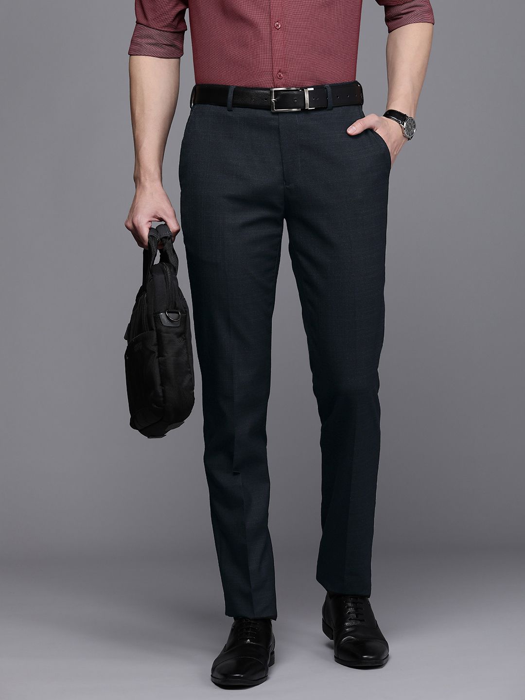 Raymond Men Checked Slim Fit Formal Trousers