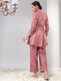 Bani Women Abstract Printed Shawl Neck Tunic With Straight Trousers