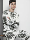 The Indian Garage Co Men Off-White & Charcoal Grey Dyed Sweatshirt & Joggers Set