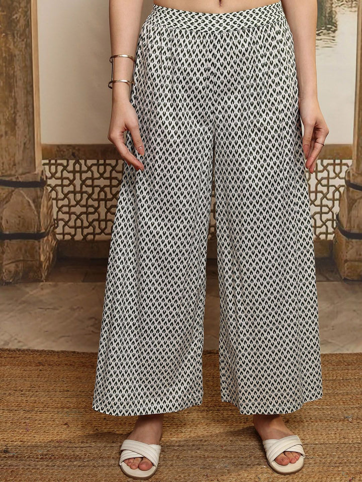Vishudh Printed  Co Ord Set Tunic Outer Jacket  Top With Flared Trouser