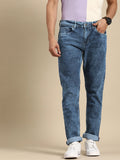 Menjadi Lelaki Manusia Lurus Biru Lurus Cahaya Pudar Asid Cuci seluar jeans