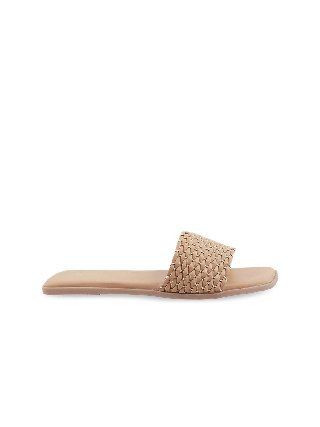 Metro Women Beige Open Toe Flats