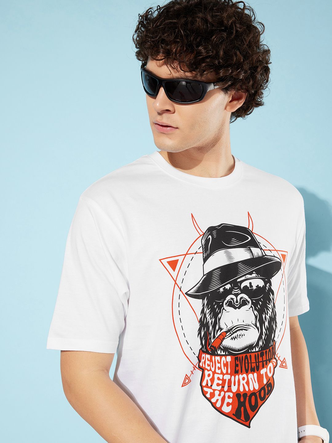 Difference of Opinion Men Printed Pure Cotton Oversize T-shirt