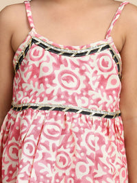 Cutiekins Girls Abstract Printed Gotta Patti A-Line Kurta With Sharara