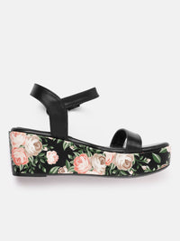 DressBerry Floral Printed Printed Wedges