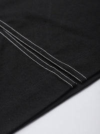 SASSAFRAS Black Pure Cotton Contrast Stitch Twill Pencil Skirt