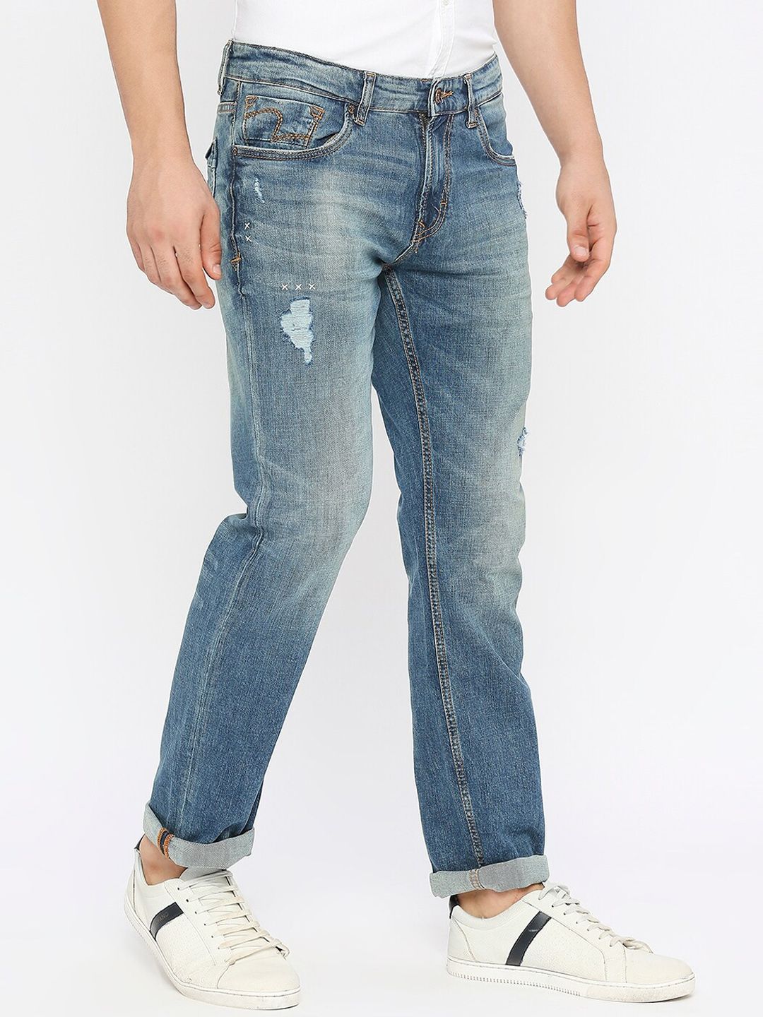 SPYKAR Men Relaxed Fit Mildly Distressed Heavy Fade Stretchable Jeans