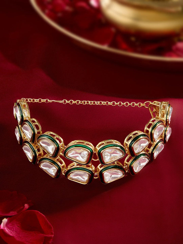 Zaveri Pearls Meenakari Gold-Plated Wraparound Bracelet