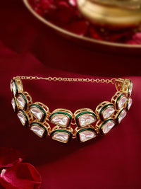 Zaveri Pearls Meenakari Gold-Plated Wraparound Bracelet