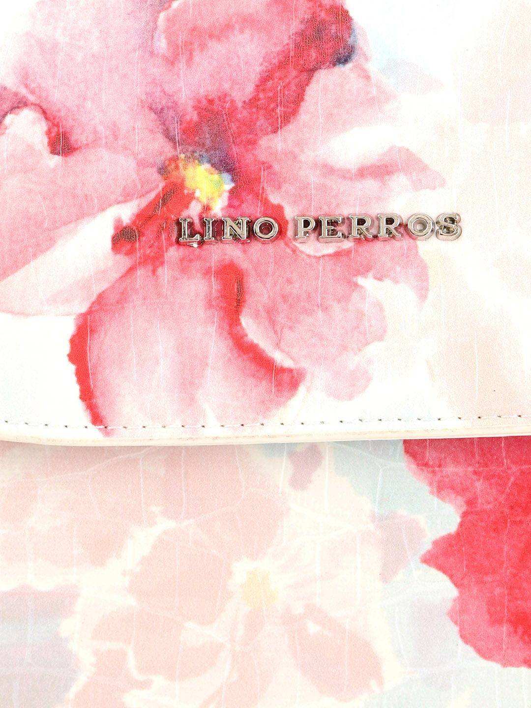 Lino Perros Women White & Pink Floral Printed Structured Shoulder Bag