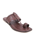 Metro Men Maroon Leather Comfort Sandals