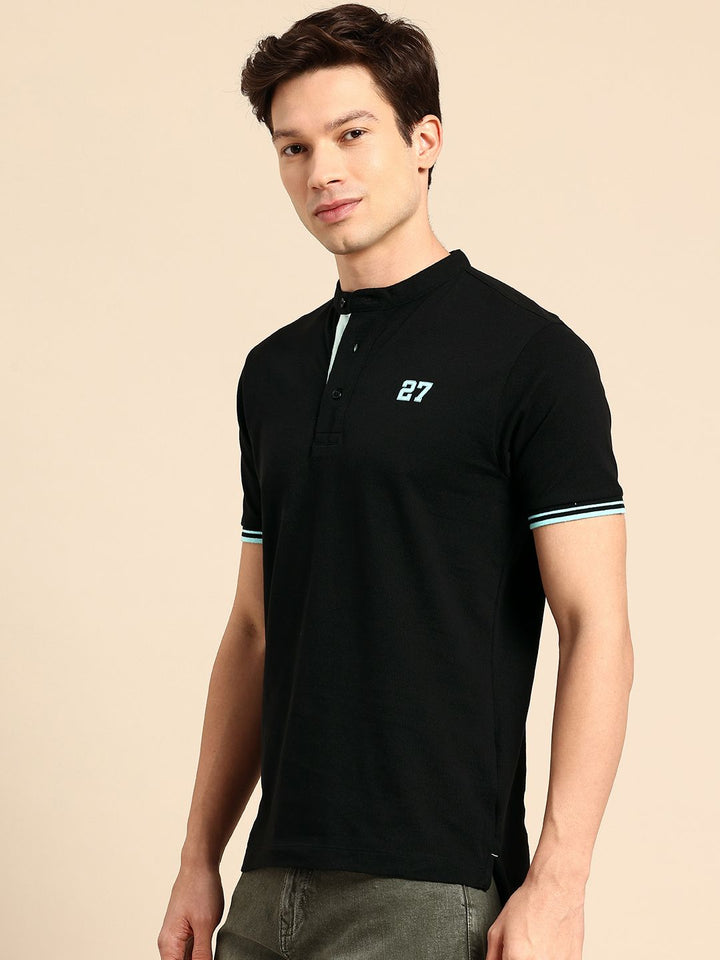 Being Human Henley Neck Pure Cotton T-shirt