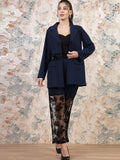 Athena Self Design Notched Lapel Collar Blazer With Trousers