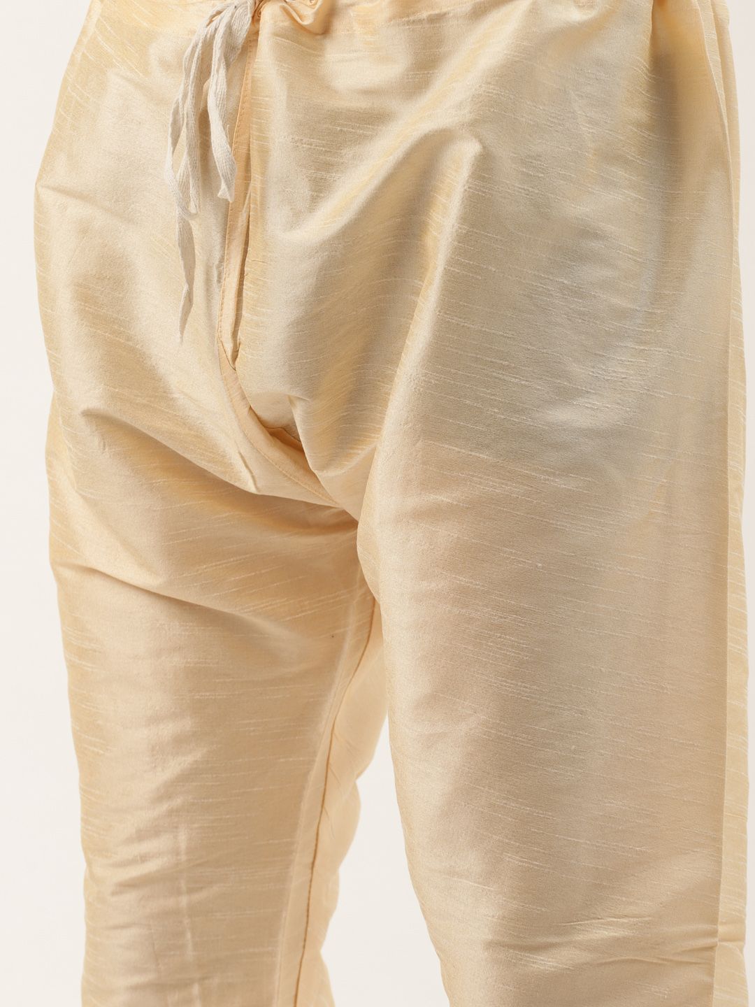 SOJANYA Men Golden Thread Work Kurta with Churidar & Nehru Jacket