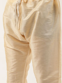 SOJANYA Men Golden Thread Work Kurta with Churidar & Nehru Jacket