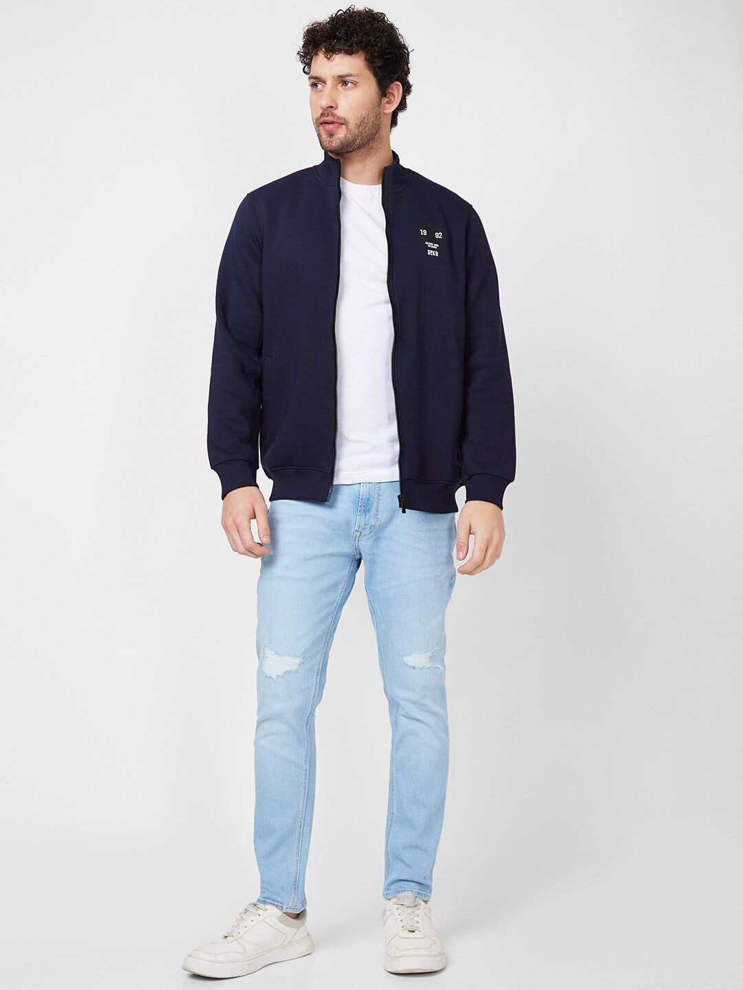 SPYKAR Printed High Neck Sweatshirt