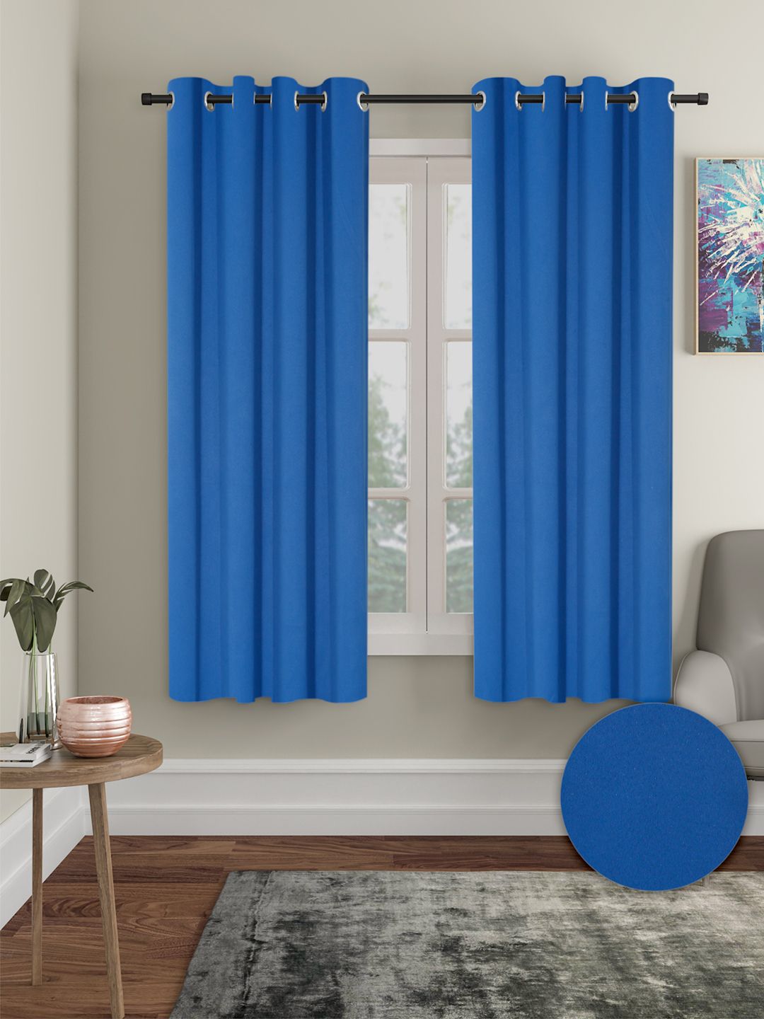 Cortina Navy Blue 2 Pieces Black Out Window Curtains