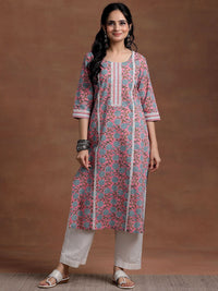 Libas Women Floral Printed Gotta Patti Floral Kurta