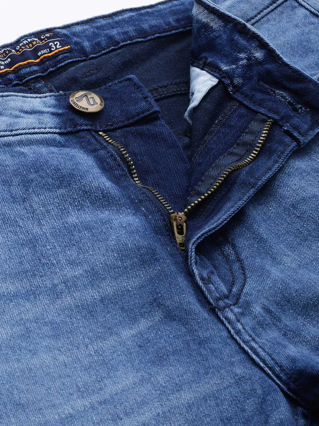 The Indian Garage Co Men Slim Fit Mildly Distressed Heavy Fade Stretchable Jeans