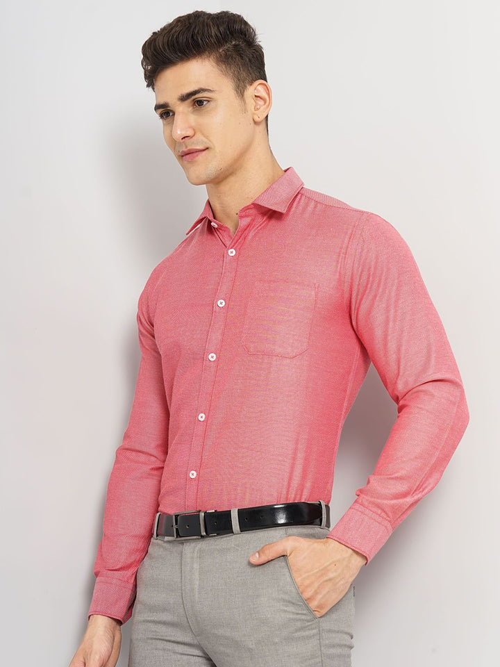 The Indian Garage Co. X Luxe Slim Fit Textured Self Design Cotton Formal Shirt