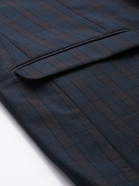 Park Avenue Super Slim Fit Checked Notched Lapel Single-Breasted Formal 2 Piece Suits