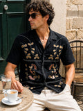Eszett Men Floral Printed Cuban Collar Cotton Baju Kasual