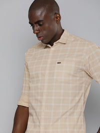 The Indian Garage Co Men Pure Cotton Slim Fit Gingham Checks Opaque Checked Casual Shirt