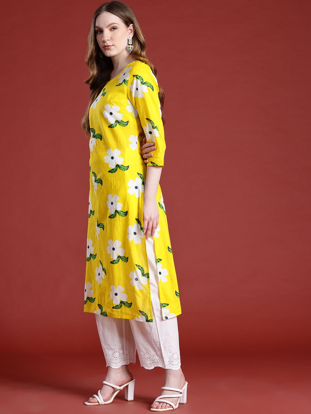 Anouk Floral Printed Pure Cotton Straight Kurta