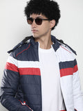 The Indian Garage Co Men Colourblock Puffer Jacket with Detachable Hood