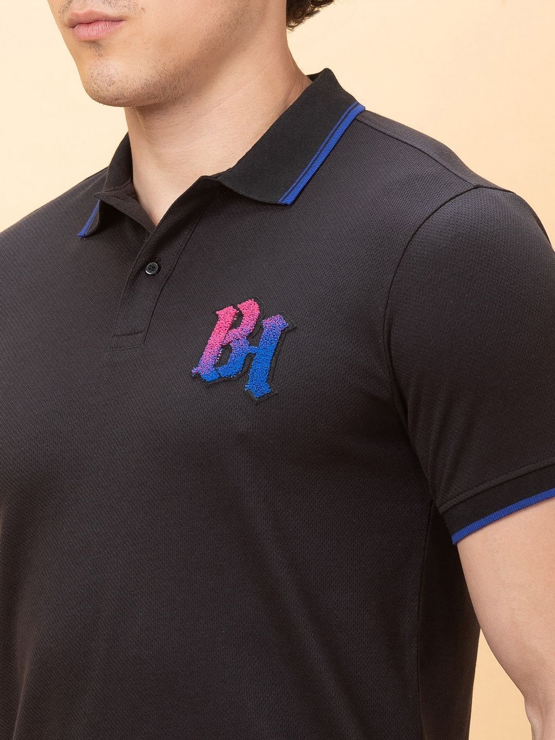 Being Human Men Polo Collar Applique T-shirt