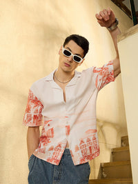 DENNISON Men Placement Printed Drop Shoulder Oversized Shirt