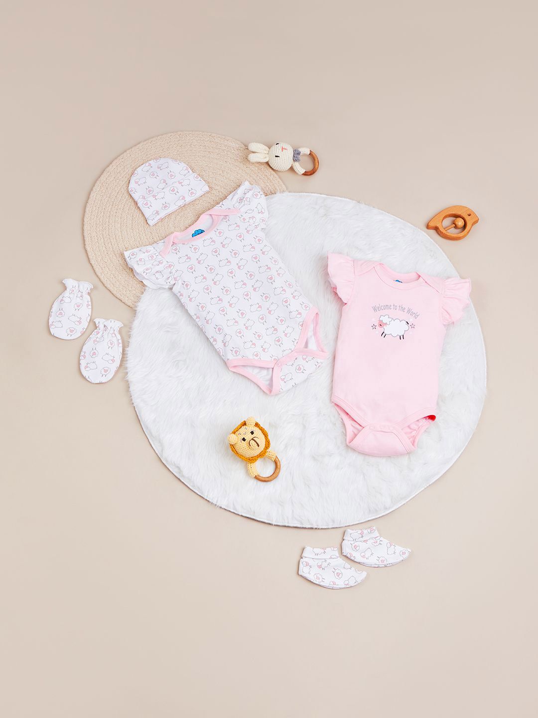 Pek Nauti Nati Infants 5 Set Hadiah Pakaian Bayi Kapas Tulen