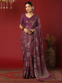 KALINI Bandhani Zari Pure Georgette Bandhani Saree